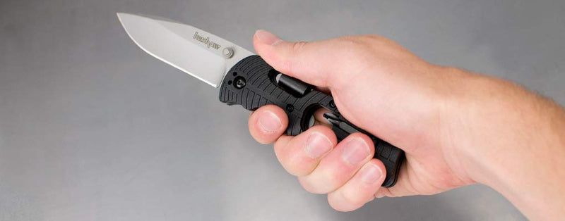 Kershaw Select Fire Multi-Function Pocket Knife, 4-piece Bit Set and Driver, 3.4" 8Cr13MoV Steel Blade, Manual Washer Folding EDC Pocketknife