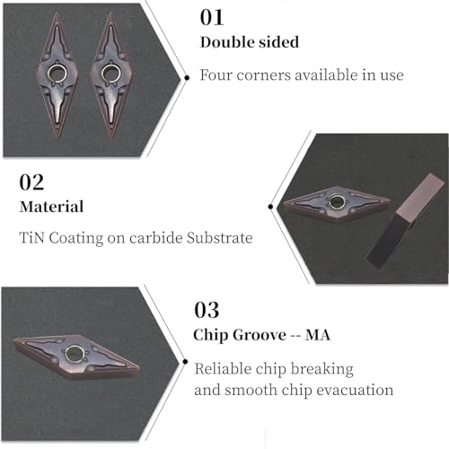 GBJ 10pcs Carbide Turning Inserts VNMG331/VNMG160404 for MVJNR MVJNL MVVNN tool holder for machining stainless steel/cast iron