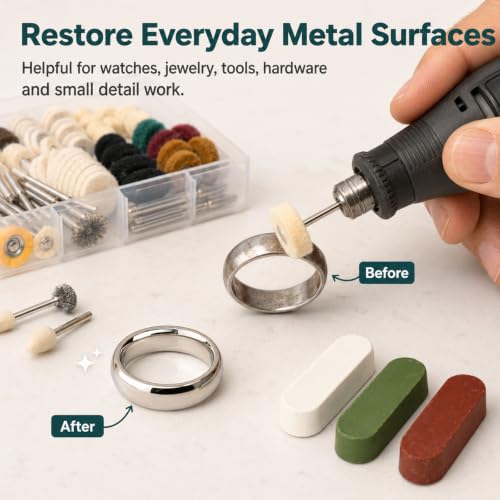 237 Pcs Polishing Buffing Wheel Polishing Kit for Dremel, Rotary Tool Accessories with 1/8" Shank, Include Buffing Wheels, Polishing Compound & Pads for Metal Wood Jewelry Glass