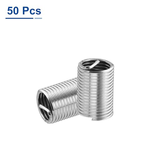 uxcell 50pcs Wire Thread Inserts M10 x 1.25 2.5D(25mm) Metric 304 Stainless Steel Helical Type Coiled Thread Repair Kit Wire Screw Threaded Sleeve Sheath for Mechanical Equipment M10 x 1.25 x 2.5D(25mm) 50