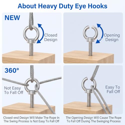 5Pcs 6.3 Inch Heavy Duty Eye Hooks M10 Self Tapping Eyelet Screw 850LBS