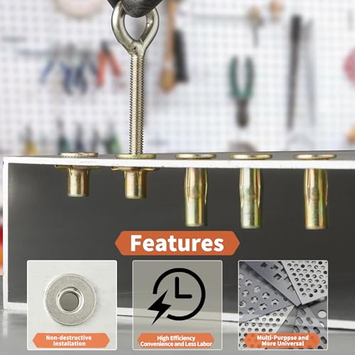 Multi-Grip Rivet Nut Installation Tool Set Pre-Bulbed Shank Flat Head Threaded Insert Nut Plus Nuts Assortment Kit Cross Rivnut for Construction Industrial (1/4-20(Plus Nut Tool-6pcs))