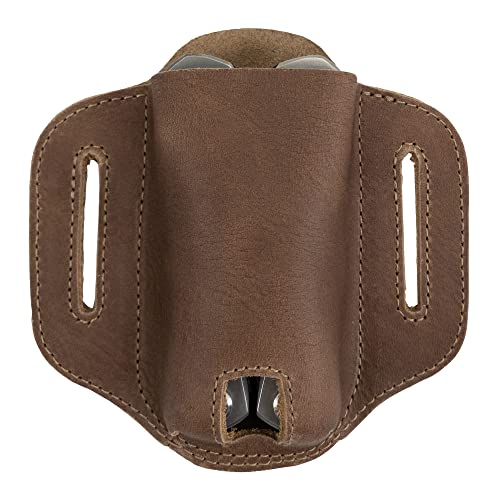 Hide & Drink, Multi-Tool Holder for Belt, Tool Holster for Waist, Pocket Knife Set Case, Outdoor Accessories, Full Grain Leather, Handmade Single Malt Mahogany
