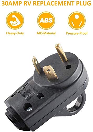 Wadoy 30 Amp RV Plug Male and Female Plug Set {Upgraded } with Handle Receptacle Plug Electrical Plug Adapter 55245 Black