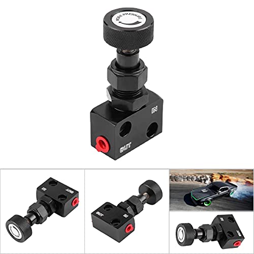 Brake Proportioning Valve, Universal Motorsport Shut Off Pressure Regulator Car Valve Aluminum 150PSI - 1200PSI Proportion Adjustable Prop Bias Adjuster Racing Lever (Black)
