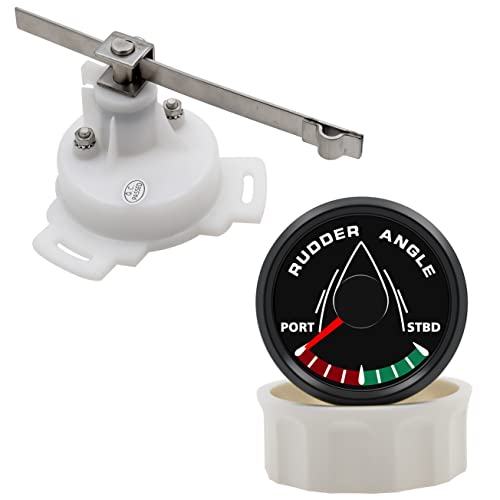 KAOLALI 52mm Rudder Angle Indicator Waterproof Gauge Meter 0-190 ohm with Mating Angle Sensor for Boat Yacht 52mm 9-32V Backlight（Black） Black + Angle Sensor