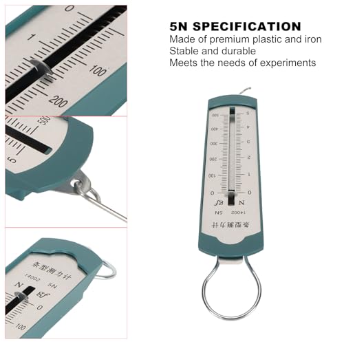 5N Spring Dynamometer, Premium Plastic Meter for Physics Mechanical Experiment with Adjustable Pointer and Scale Plate, Compact Lightweight Design