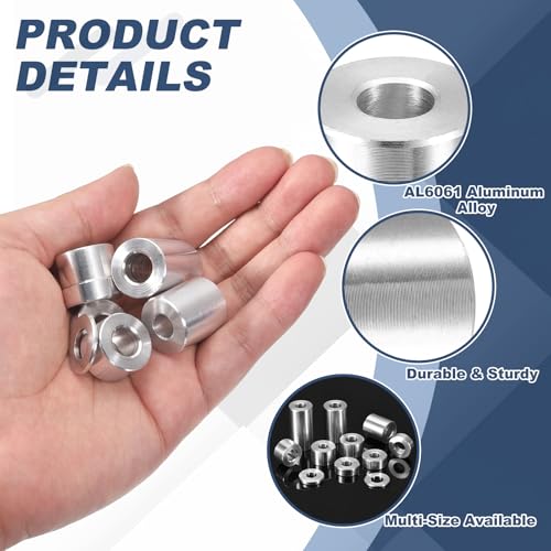 uxcell 10Pcs Aluminum Spacer 3/4" OD x 5/16" ID x 7/8" Length Screw Standoff Bushing Plain Finish Unthreaded Round Metal Spacer for Screws Bolts and Rods, Silver 7/8"
