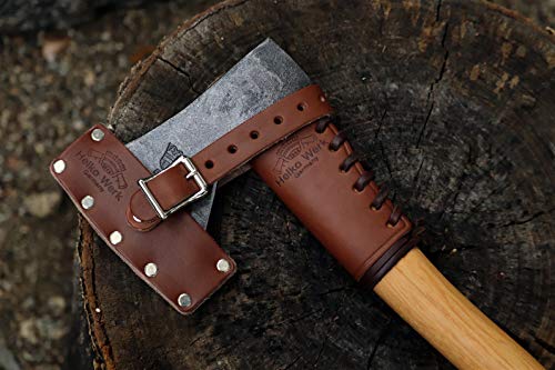 1844 Helko Werk Made in USA Genuine Leather Axe Sheath Size Small Brown (S121)