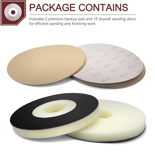 2 Piece Set of 9 in Support Pads with 15 Piece Set of 150 Grit