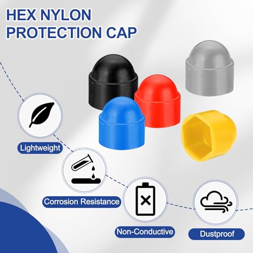 PATIKIL 100 Pcs Hex Nut Cover, M16x24x27mm Nylon Screws Bolt Covers Caps Dome Acorn Hex Head Bolt Protection Cap for Screws Nut, Black Green