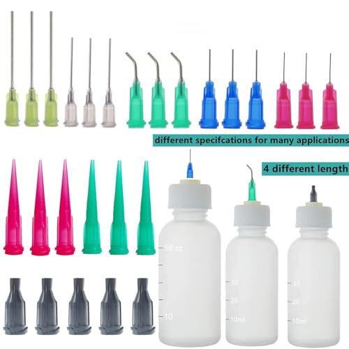 20 Pack Dispenser and 30ml+50ml Glue Bottle, 1ml, 3ml, 5ml, 10ml Glue Dispenser, 14ga, 16ga, 18ga, 20ga, 22ga, 25ga Accessories and Caps, for Ink, Epoxy, Woodworking, Craft, Liquid Dispensing 20 Pack - 1ml, 3ml, 5ml, 10ml, 30ml, 50ml
