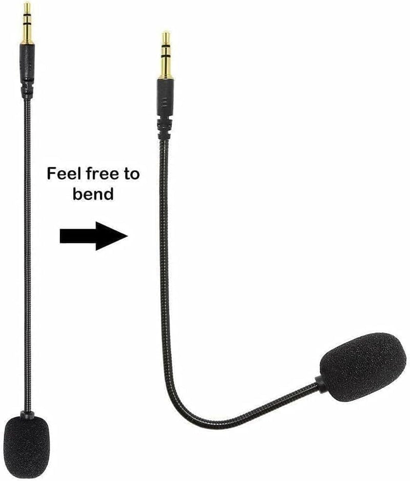 Headset Microphone, 3.5mm Plug, Adjustable 360 Degrees Bendable Jack, Black, for Gaming Headsets, Mic Headsets Accessories