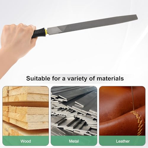 M METERXITY Flat Metal File 12 Inch, High Carbon Steel Diamond Hand W PVC Grip Handle for Wood/Metal/Ceramic/Glass/Stone/Jewelry/Tile/Model/DIY/Sharpening File 1