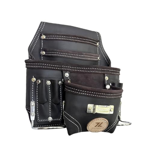 Zeluga 20-111 10 Pocket Rigger Heavy Duty Leather Tool Bag, Oil Tanned