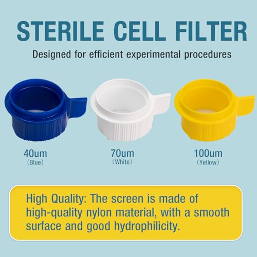 PEKYBIO 40um 70um 100um Cell Strainer Set, Stackable Handle Filter Screen with Nylon Screen Mesh and Polypropylene Frame, Individually Packaged Sterile Cell Filter for Life Science Experiments, 3 Pcs