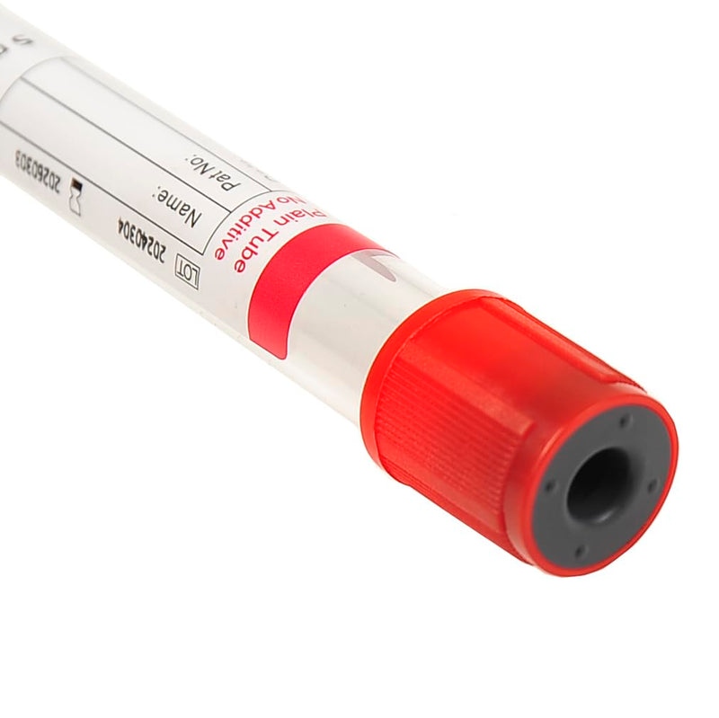 Veterinary Lab Vacuum Blood Collection Coagulation Tubes No Additive Tube Blood Collection Tube Pet Supplies, 5ml Red 100pcs 5 ML 100