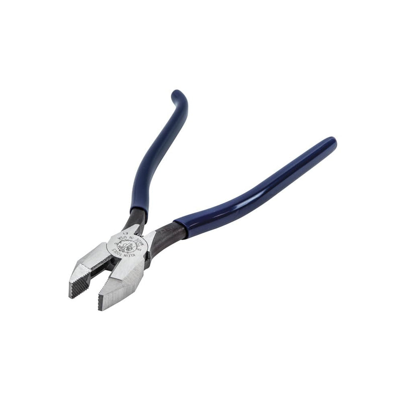 Klein Tools D201-7CST Ironworker Pliers, Spring Loaded Side Cutters, Twists and Cuts Annealed Rebar Tie Wire, Heavy-duty Knurled Jaws, 9-Inch Long Ironworker/Plasitc Dipped Handle
