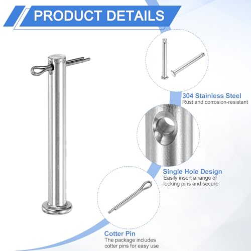 uxcell 20Pcs M6x50mm Clevis Pins, 304 Stainless Steel Single Hole Flat Head Clevis Pin Hairpin Location Pin with Cotter Pins for Trailer Latch Mechanics Repair Furniture Installation 20