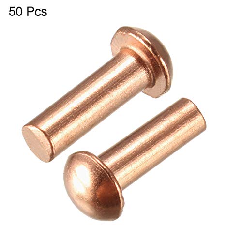 uxcell 50 Pcs 5/32inch X 15/32inch Round Copper Solid Rivets Fasteners 5/32" x 15/32"