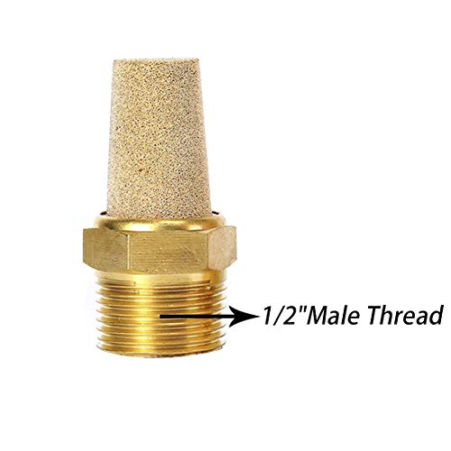 Quickun Air Pneumatic Mufflers, 1/2" Male Thread Sintered Bronze Exhaust Muffler Silencer (Pack of 2) 1/2" Male (2Pcs)