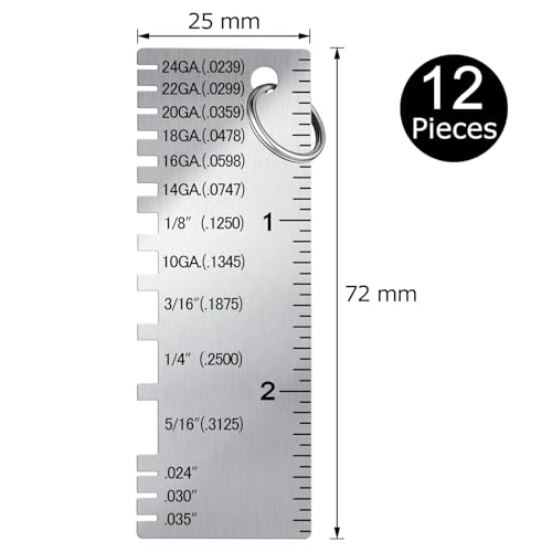 Weewooday 12 Pcs Metal Thickness Gauge Tool Welding Stainless Steel Sheet Square
