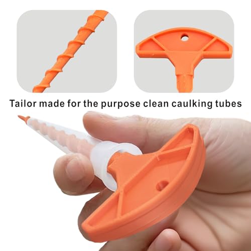 Caulk Tube Saving Caps and Unclogger,Reusable Caulking Saver Cover Tool Accessory,Seal and Preserve Open Caulking Tubes for Prevent Drying and Leakage,2 Piece Set Orange