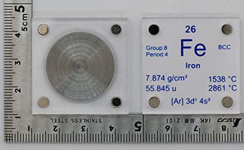 Iron (Fe) 24.26mm Metal Disc with Acrylic Case for Collection or Experiments