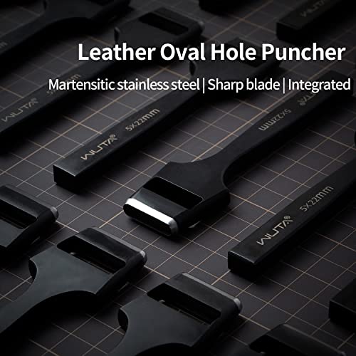 WUTA Leather Belt Hole Puncher Oval Cutter Strap Watch Band Flat Punches Heavy Duty Oblong Punching Tools for Leather Crafting (8 * 5mm) 5*8mm