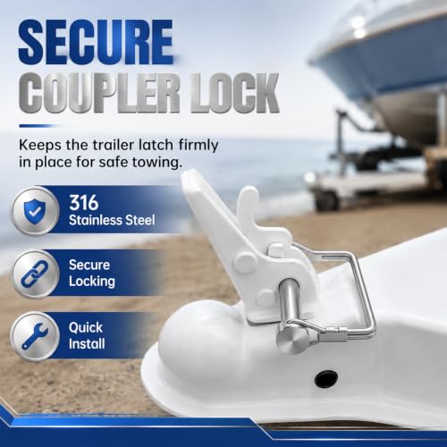 Hicarer 3/16" X 2"（4.8mm X 50mm） 6 Pack Safety Coupler Pins, Trailers Hitch Pin, 316 Stainless Steel Trailer Coupler Pin Heavy Duty Trailer Latch Pins with Wire Retainer for Boat Farm Equipment 3/16" X 2"（4.8mm X 50mm）