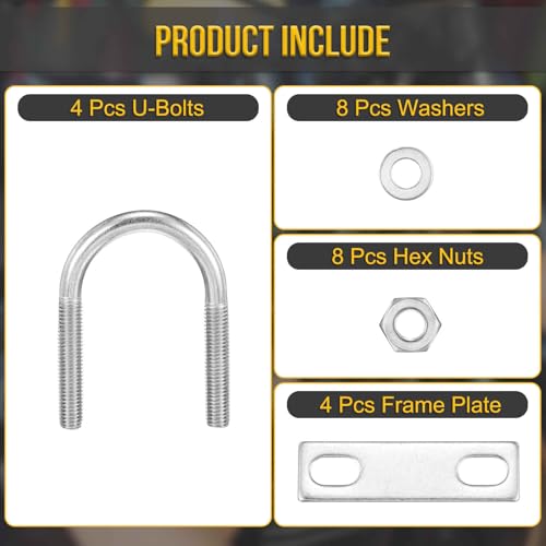 DTGN M10x45x76mm U Bolts Round Kit - 4Set - 304 Stainless Steel U Clamp 4