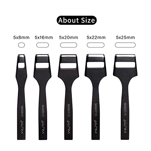 WUTA Leather Belt Hole Puncher Oval Cutter Strap Watch Band Flat Punches Heavy Duty Oblong Punching Tools for Leather Crafting (8 * 5mm) 5*8mm