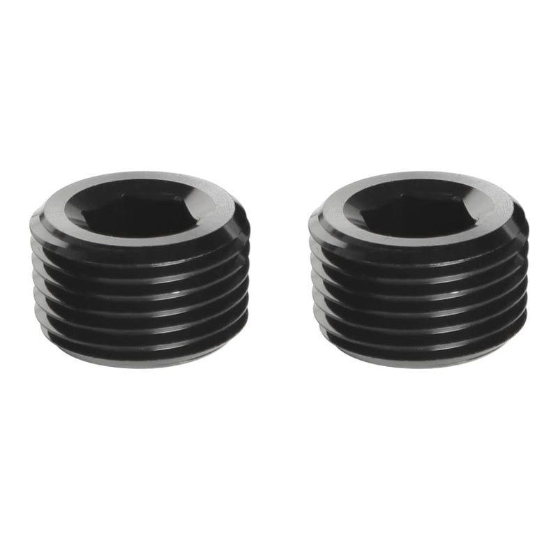 3/8 NPT Male Thread Allen Head Socket Pipe Plug Fitting Aluminum Black, Pack of 2 3/8 NPT