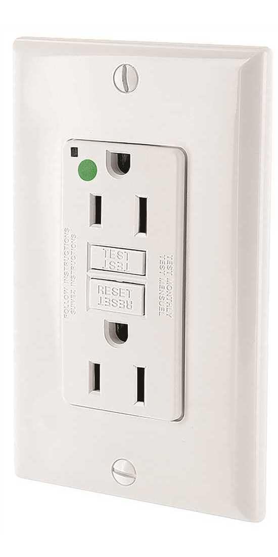 Leviton 15A-125V Extra-Heavy Duty Hospital Grade Non-Tamper-Resistant Duplex Self-Test GFCI Receptacle, 15-Amp, GFNT1-HGW, White
