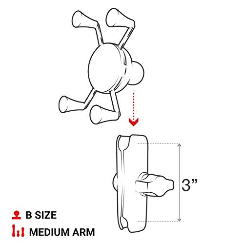 RAM MOUNTS X-Grip Phone Holder with Medium B Size Socket Arm | Medium double socket arm, compatible with RAM Mounts B Size 1" ball components Small Phones