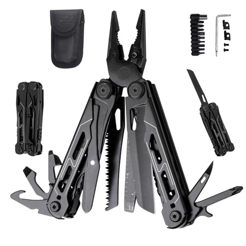 Professional Multitool Pliers with Large Folding Scissors, Heavy-Duty Pliers, Folding Knife, and Nylon Carry Case. Perfect for Camping, Outdoor Repairs, and Everyday Tasks