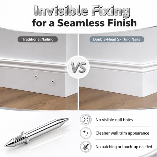 500-Pack Invisible Double-Ended Nails, Mark-Free Fixing Screws for Installing Solid Wood Baseboards, Decorative Moldings, and Wall Panels, Double-Sided Fixing Design for Seamless Installation.