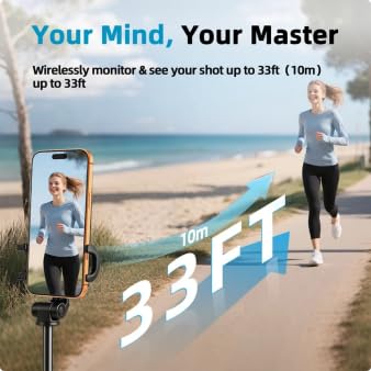 Selfie Monitor Screen Compatible with iPhone 17 and Below & Android, Magnetic Touchscreen Back 4K Camera Vlog Monitor, 2000mAh Battery, 3.5mm Jack, Selfie Screen for Vlog Live Stream TikTok YouTube Black