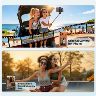 Selfie Monitor Screen Compatible with iPhone 17 and Below & Android, Magnetic Touchscreen Back 4K Camera Vlog Monitor, 2000mAh Battery, 3.5mm Jack, Selfie Screen for Vlog Live Stream TikTok YouTube Black