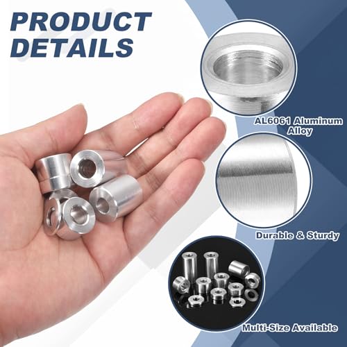 uxcell 10Pcs Aluminum Spacer 3/4" OD x 3/8" ID x 1-7/16" Length Screw Standoff Bushing Plain Finish Unthreaded Round Metal Spacer for Screws Bolts and Rods, Silver 1-7/16"