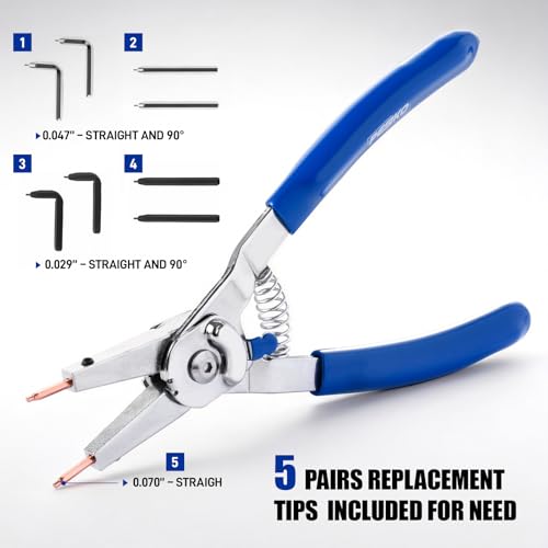 8-Inch Snap Ring Plier Internal/External with Interchangeable Tips 8-Inch