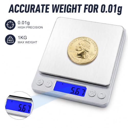 1kg/0.01g High Accuracy Digital Gram Scale Coin Scale to Weigh Coins Silver