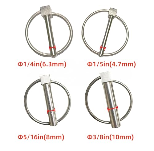 4Pcs/6Pcs Stainless Steel 316 (1/5"), (1/4") Lynch Pins Linch Pins O-Pins, Marine Connectors(Φ1/5" x 1-11/16")（4Pcs） Φ1/5" x 1-11/16"