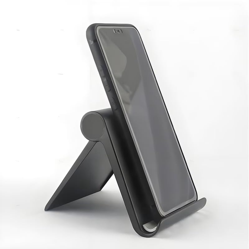 Foldable Cell Phone Stand for Desk, Multi-Angle Adjustable Tablet Holder, Portable Mobile Phone Dock for Home Office Travel, Universal Desktop Stand for Phone Tablet E-Reader, Black