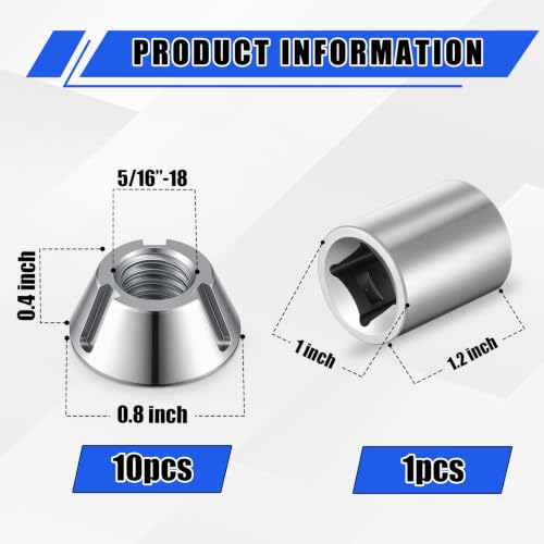 11 Pcs Installation Tool Tri-Groove Tamper Proof Nuts, 5/16-18 11 5/16 -18
