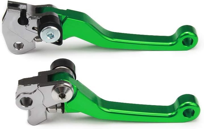 JFG RACING Dirt Bike Foldable Clutch Brake Levers,Clutch Lever Breakaway Levers for KX65 00-23/KX85 01-23/KX100 01-21/KX250 00-04/KX125 00-05/KX112 22-23/KX500 KX250F 2004 Green