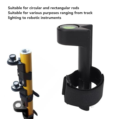 Adjustable Grade Rod Level, Aluminum Alloy Survey Rod Bubble Level for Round and Rectangular Bars, Large Vial Design