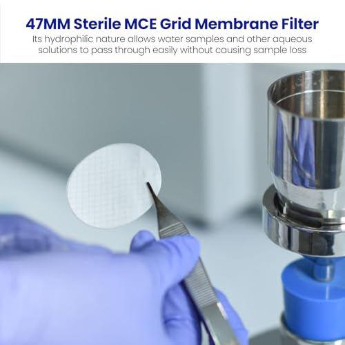 47mm Sterile MCE Gridded Membrane Filter 0.22 Micron, Pack of 100