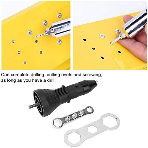 Electric Rivet Nut Tool Adapter, Cordless Drill Conversion Kit, Black