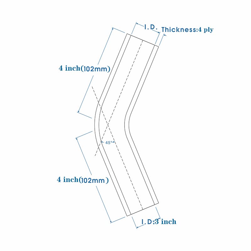 45 Degree 3 Inch Elbow Silicone Coupler Hose,4-Ply Reinforced Turbo,Intercooler, intake Piping Hoses ID 3“(76mm) 45 degree-3 inch 90 Degree
